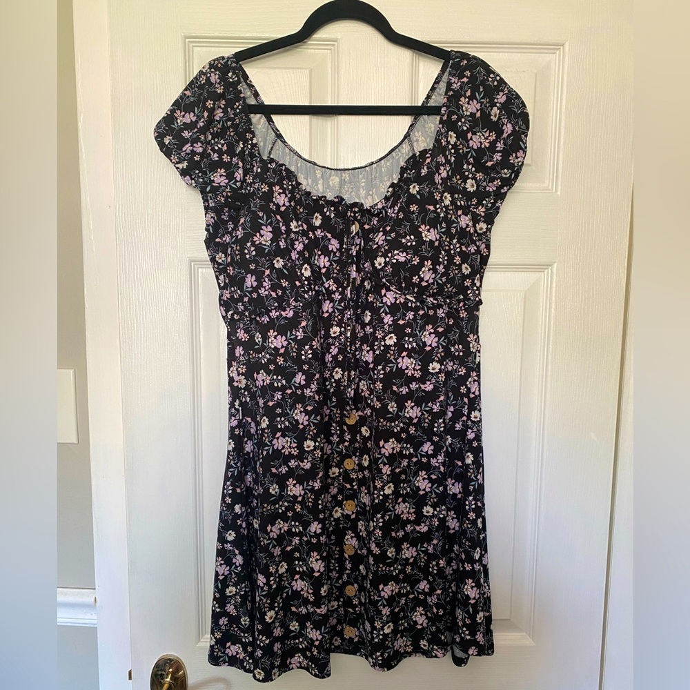 No Boundaries Black Floral Mini Dress